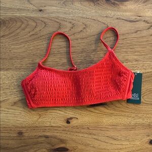 Wild Fable Vibrant Red with gold accent Smocked bikini top
